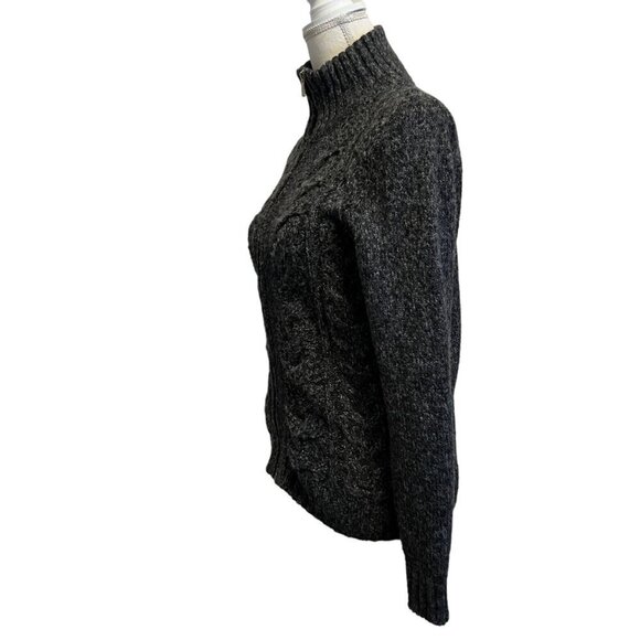 Tommy Hilfiger Gray Full Zip Fisherman Cable Knit Cardigan Sweater Jacket Size S - Picture 3 of 9